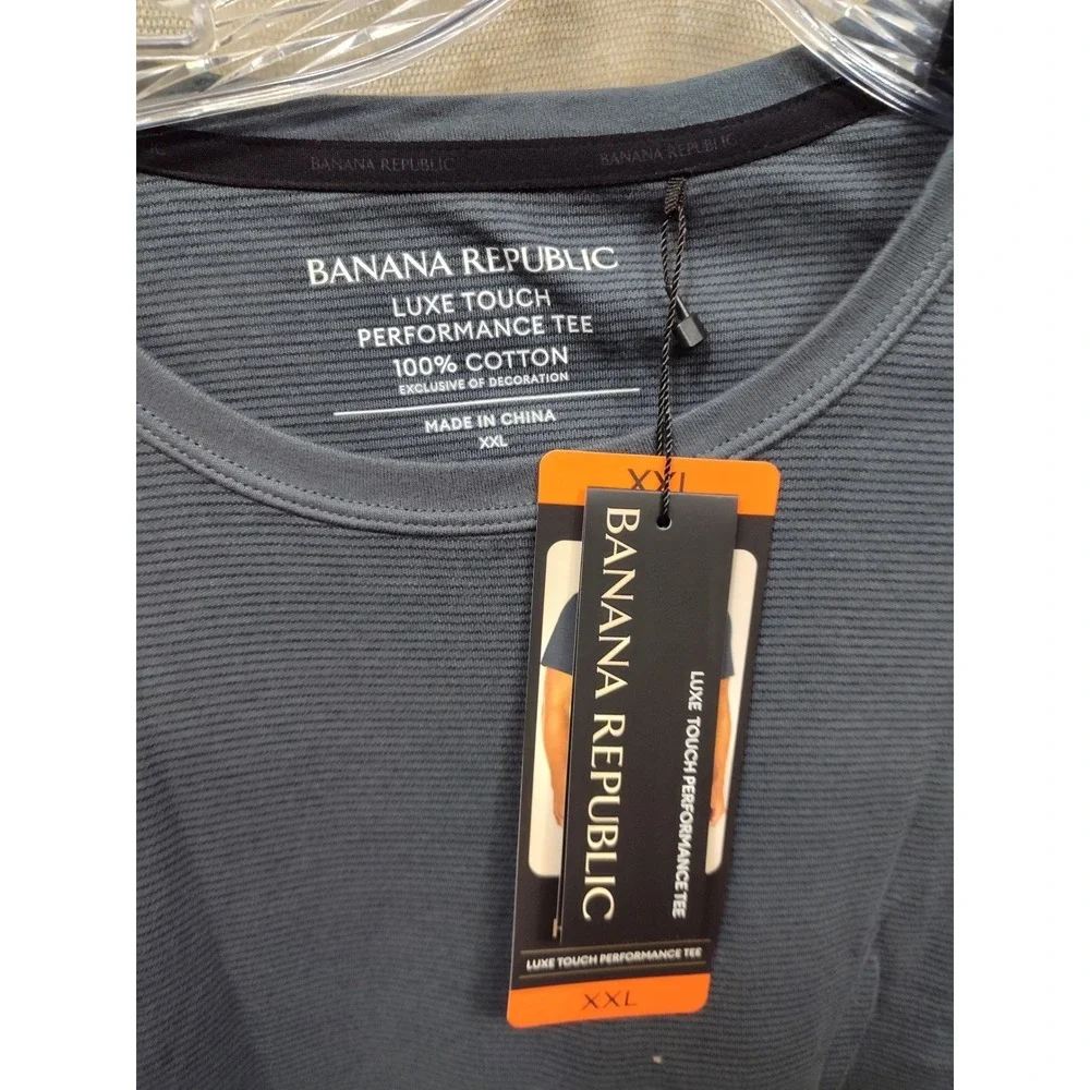 Banana Republic Luxe Touch Performance Tee Mens XXL Gray Cotton Textured T-Shirt
